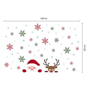 Walplus Snowflakes, Rudolph and Santa Claus Christmas Set Wall Stickers Living room DIY Home Decorations