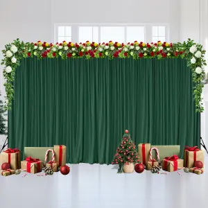 Green Velvet Backdrop Curtain Wrinkle-Free Polyester Fabric Background with Drapes, 3x6 Metres