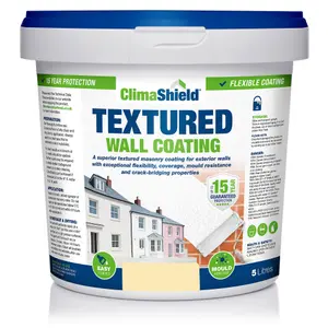 Smartseal Wall Coating Textured (Ivory Glow), Waterproof 15 years, Brickwork, Stone, Concrete and Render, Breathable, 10kg