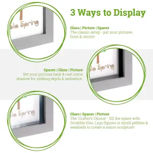 Nicola Spring 3D Box Photo Frames - Standing Hanging Craft Shadow Picture Frame - 4 x 4" - Pack of 5