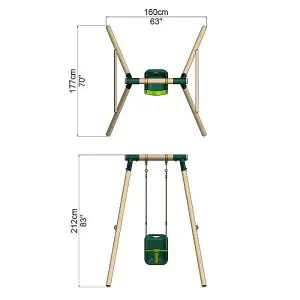 Rebo Wooden Garden Swing Set with Baby Seat - Pluto Green