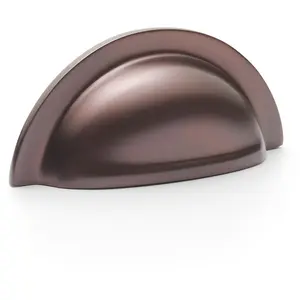 Ridged Cup Handle - Dark Bronze - 76mm Centres Solid Brass Shaker Drawer Pull