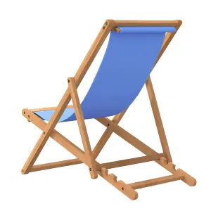 Berkfield Deck Chair Teak 56x105x96 cm Blue