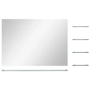 Berkfield Wall Mirror with 5 Shelves Silver 80x60 cm