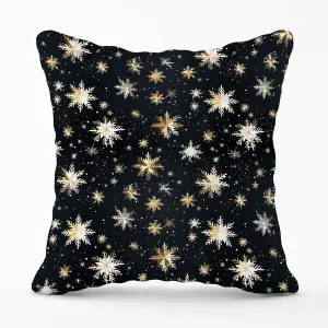 Silver Gold Snowflake Pattern Outdoor Cushion 45cm x 45cm