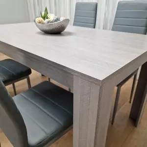 Dining Table and 4 Chairs Grey 4  Grey Leather Chairs Wood Dining Set Furniture