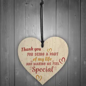 Red Ocean Thank You Colleague Friendship Teacher Family Birthday Gift Wooden Hanging Heart Plaque Sign