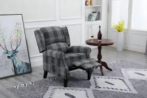 WestWood Grey Check Vintage Armchair Sofa Recliner Lounge Fabric Tub Chair Seat Home