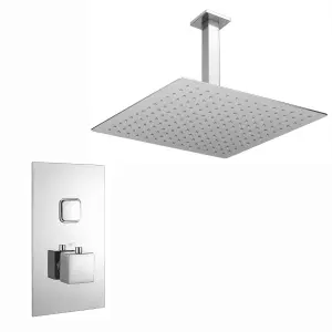 ENKI Milan Chrome Square Ceiling Mounted Thermostatic Shower Head Large Slim