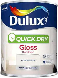 Dulux Quick Dry Gloss Wood And Metal Paint- Pure Brilliant White 750ml