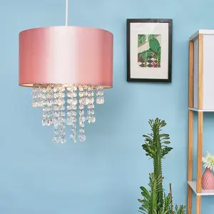 ValueLights Jesmond Acrylic Jewel Effect Droplet Pink Ceiling Pendant Light Shade