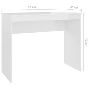 Berkfield Desk High Gloss White 90x40x72 cm Engineered Wood