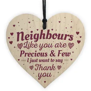 Red Ocean Neighbour Friendship Gift Handmade Wooden Hanging Heart Plaque Sign Thank You Gifts Keepsake