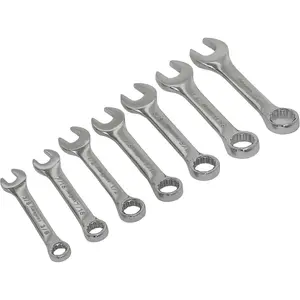 7-Piece Stubby Short Handled Combination Spanner Set for DIY and Professional Use