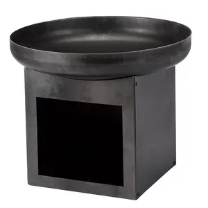 Laguna Fire Pit Bowl & Log Store - Weatherproof Metal Outdoor Garden Log Wood Burner with Brushed Oil Finish - H50 x 60cm Diameter