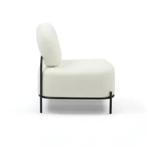 Teddy Boucle Fabric White Flavia Accent Chair