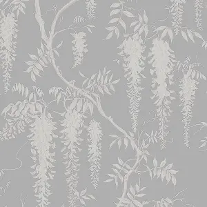 Next Wisteria trails Grey Smooth Wallpaper Sample