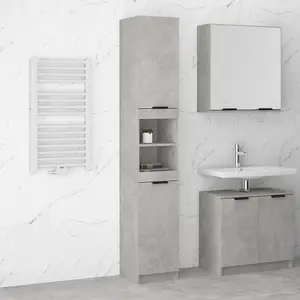 Berkfield Bathroom Cabinet Concrete Grey 32x34x188.5 cm Engineered Wood