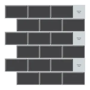 10Pcs Peel and Stick Waterproof Decorative Backsplash Self-Adhesive Wall Tiles for Kitchen and Bathroom (1.2mm T)