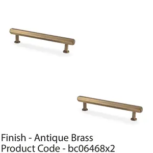 2 PACK - Industrial Hex T Bar Pull Handle - Antique Brass 128mm Centres Kitchen Cabinet