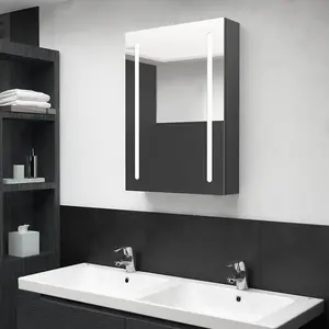 Berkfield LED Bathroom Mirror Cabinet Grey 50x13x70 cm