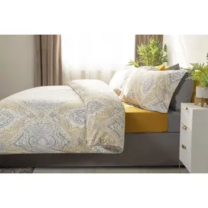 Belledorm Maya Paisley Duvet Cover Set White/Grey/Oyster (Superking)