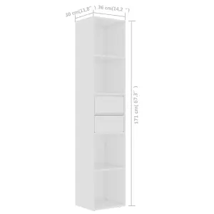 Berkfield Book Cabinet White 36x30x171 cm Engineered Wood