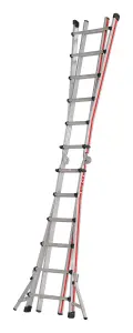 Hymer Red Line Telescopic Combination Ladder with Deployable Stabiliser Legs - 4x6 Rung (6.26m)