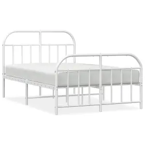 Berkfield Metal Bed Frame with Headboard and Footboard White 120x200 cm