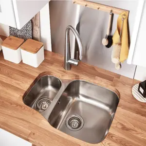 Cooke & Lewis Foucault Inox Stainless steel 1.5 Bowl Sink 456mm x 590mm