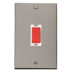 Stainless Steel 2 Gang Size 45A Switch - White Trim - SE Home