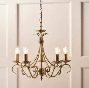 Anson Lighting Borka 5lt Pendant light finished in Antique brass plate