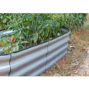 Garden Outdoor Raised Bed Planter Oval Galvanised Steel Trough Box 120x61x30cm