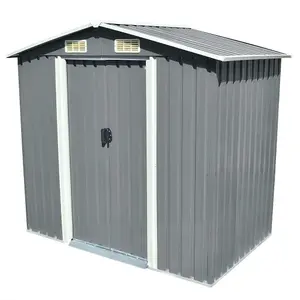 Berkfield Garden Storage Shed Grey Metal 204x132x186 cm