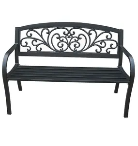 Mercer Leisure Scrolled Design Back Metal Garden Bench