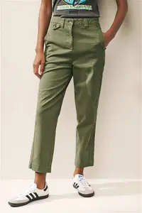 Womens Next Khaki Green Chino Trousers - Khaki Green