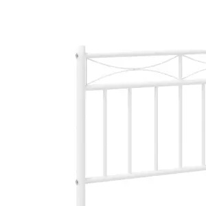 Berkfield Metal Bed Frame with Headboard White 75x190 cm