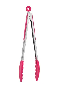 Maison by Premier Zing Hot Pink Silicone And Stainless Steel Tongs