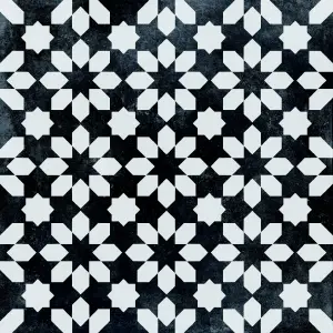 Radford Black & white Matt Patterned Porcelain Outdoor Floor Tile, Pack of 2, (L)604mm (W)604mm