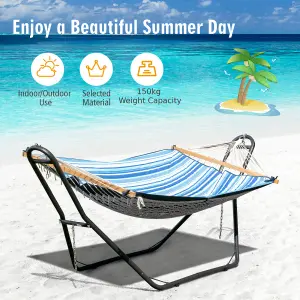 COSTWAY Hammock Stand Sun Lounger Stand Outdoor Patio Swing Steel Frame Hanging Hooks