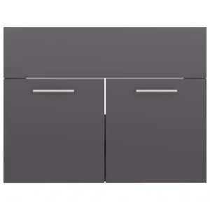 Berkfield Sink Cabinet High Gloss Grey 60x38.5x46 cm Engineered Wood