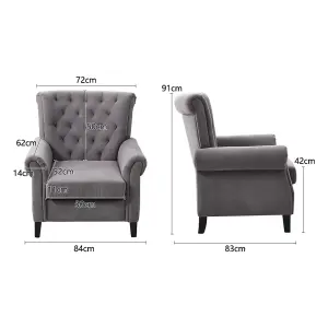 Tufted Upholstered Wingback Grey Accent Armchair