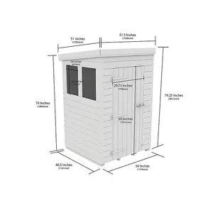 DIY Sheds 4x4 Pent Shed - Single Door With Windows