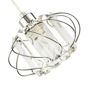 Modern Pendant Lamp Shade with Clear Acrylic Rectangular Prims and Chrome Frame