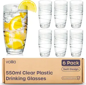 6 Pack Acrylic Drinking Glasses - Reusable, Shatterproof Plastic Tumblers for Parties, Picnics & Daily Use