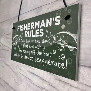 Red Ocean Funny Fishing Gifts For Men Hanging Plaque Fisherman Sign Gift For Dad Grandad Son Brother