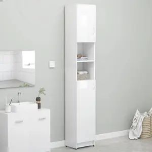 Berkfield Bathroom Cabinet High Gloss White 32x25.5x190 cm Engineered Wood