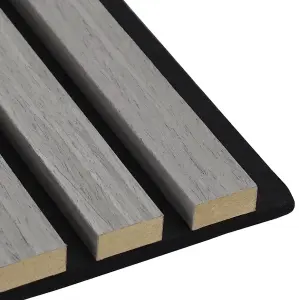 Kraus Easy Living - Alder Grey - Acoustic Slat Wall Panel (L) 240cm x (W) 60cm Single Panel - Sample Size Available