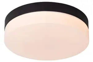 Lucide Biskit Modern Flush ceiling light Bathroom 23cm - LED - 1x12W 2700K - IP44 - Black