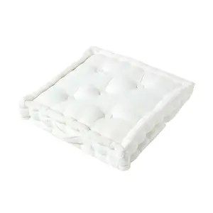 Homescapes Cotton Off White Floor Cushion, 40 x 40 cm